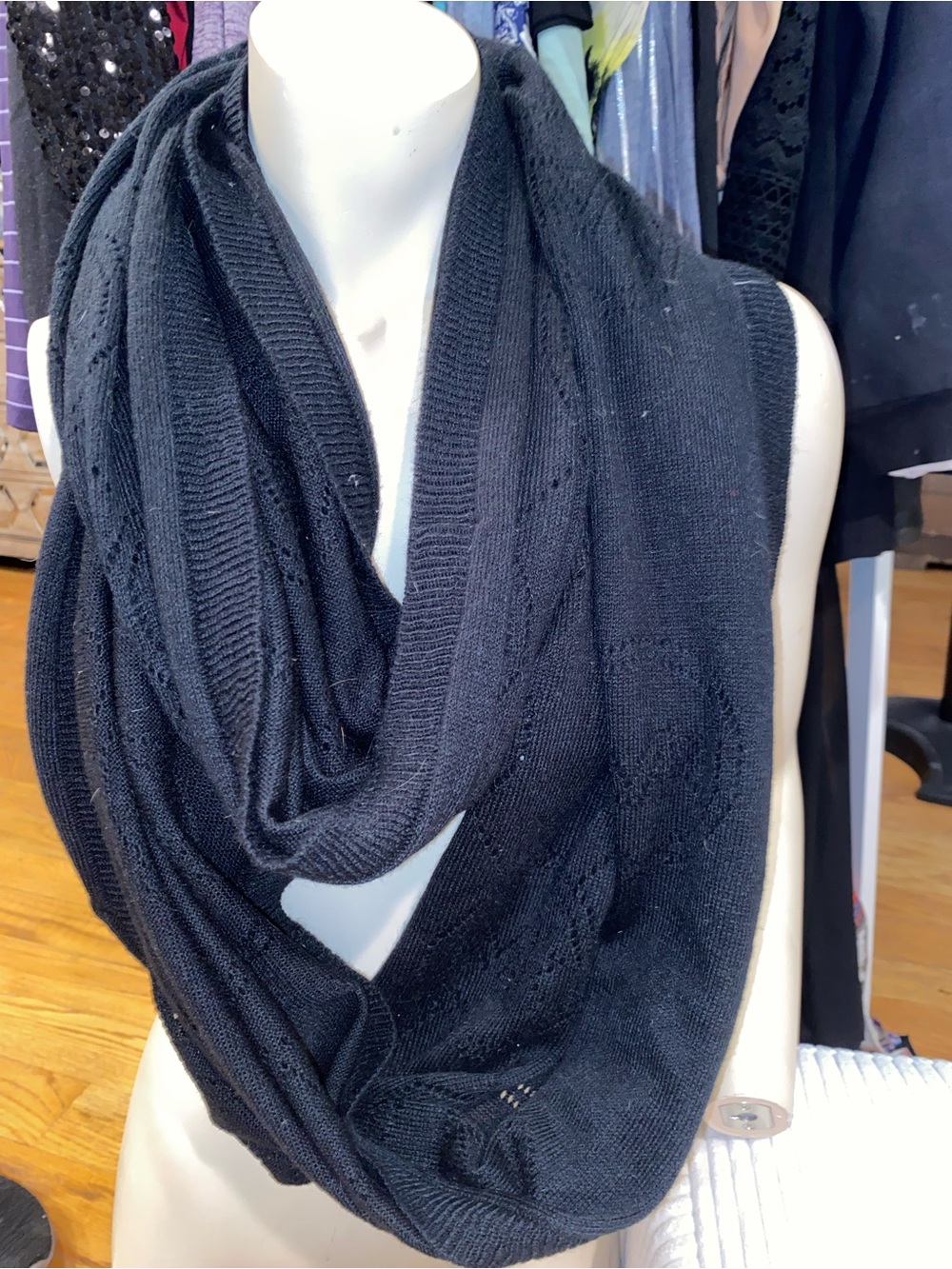 Michael Kors Black Logo-Studded Infinity Scarf